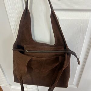 Brown Suede Shoulder Bag